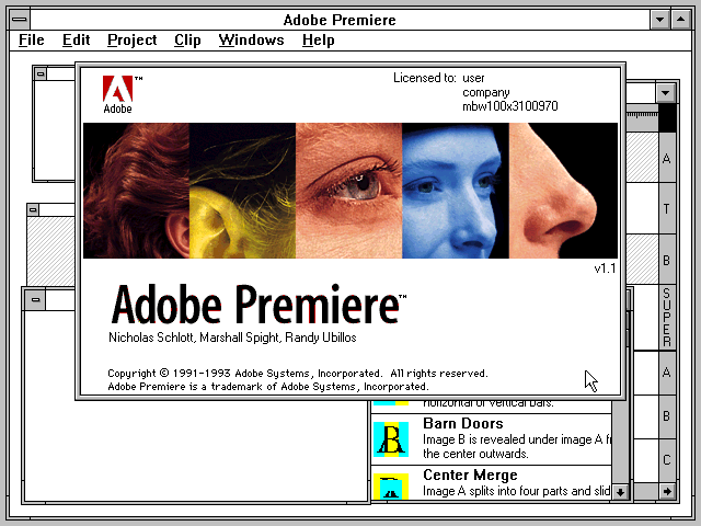 Adobe Premiere 1.1 for Windows